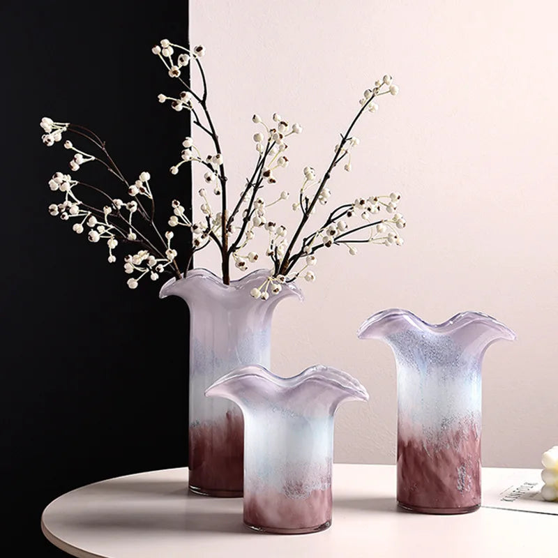Afralia™ Purple Wave Edge Vase: Gradient Flower Arrangement Home Decor
