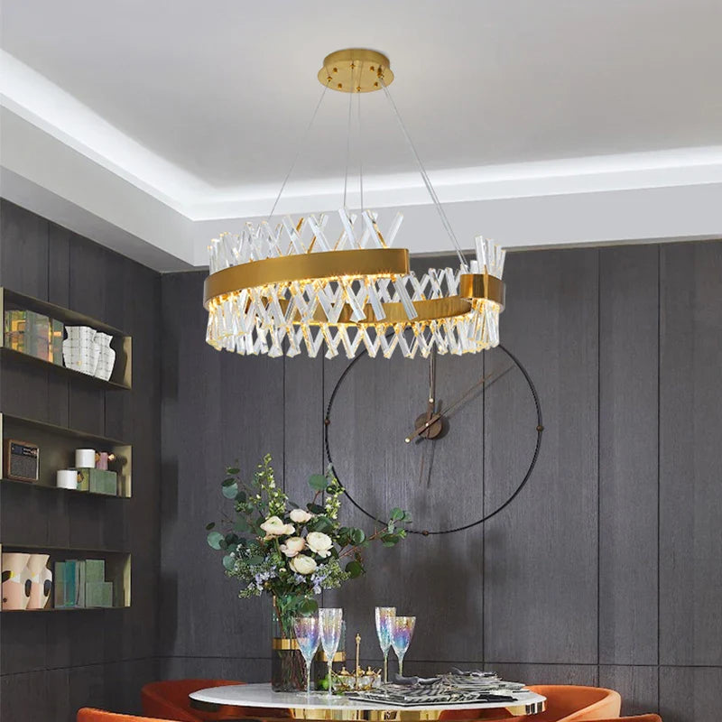 Afralia™ Contemporary LED Crystal Chandelier for Hotel, Wedding, and Living Room