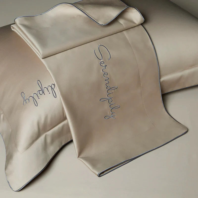 Afralia™ Luxury Embroidery Solid Color Bedding Set - 1200TC Egyptian Cotton, Hotel Style