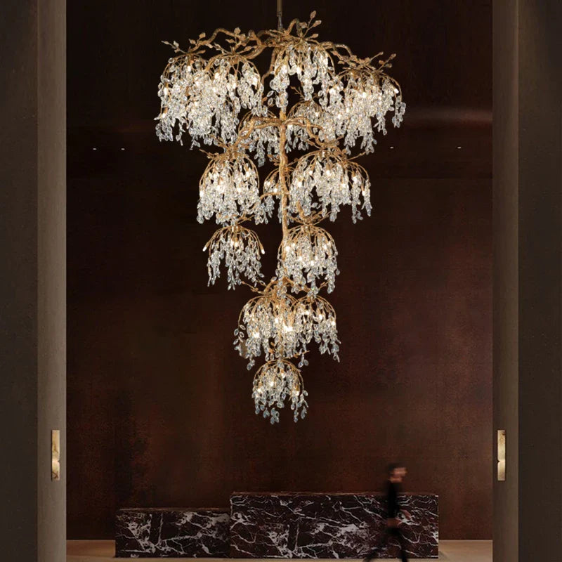 Afralia™ Crystal Pendant Light Chandelier for Villa Living Room Decor