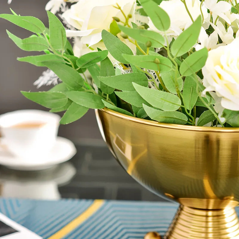 Afralia™ Retro Golden Flower Pot Vase Handicraft Ornament Decoration Succulent Planter