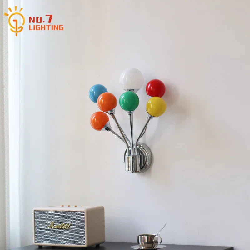 Afralia™ Rainbow Balloon Wall Lamp for Bauhaus Style Bedroom Decor