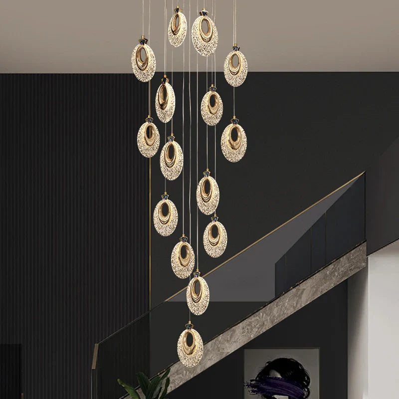 Afralia™ Oval Chandelier: Modern Nordic Villa Stairway Creative Lighting