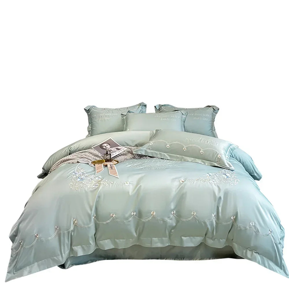Afralia™ Egyptian Cotton Bedding Sets | Solid Sheet Pillowcase | King Queen Double Size