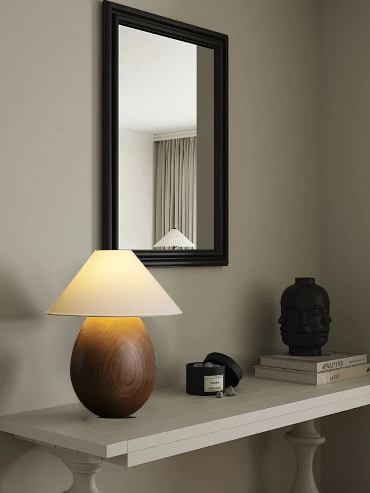 Afralia™ Elegant Wood Table Lamp for Bedroom Office Decor