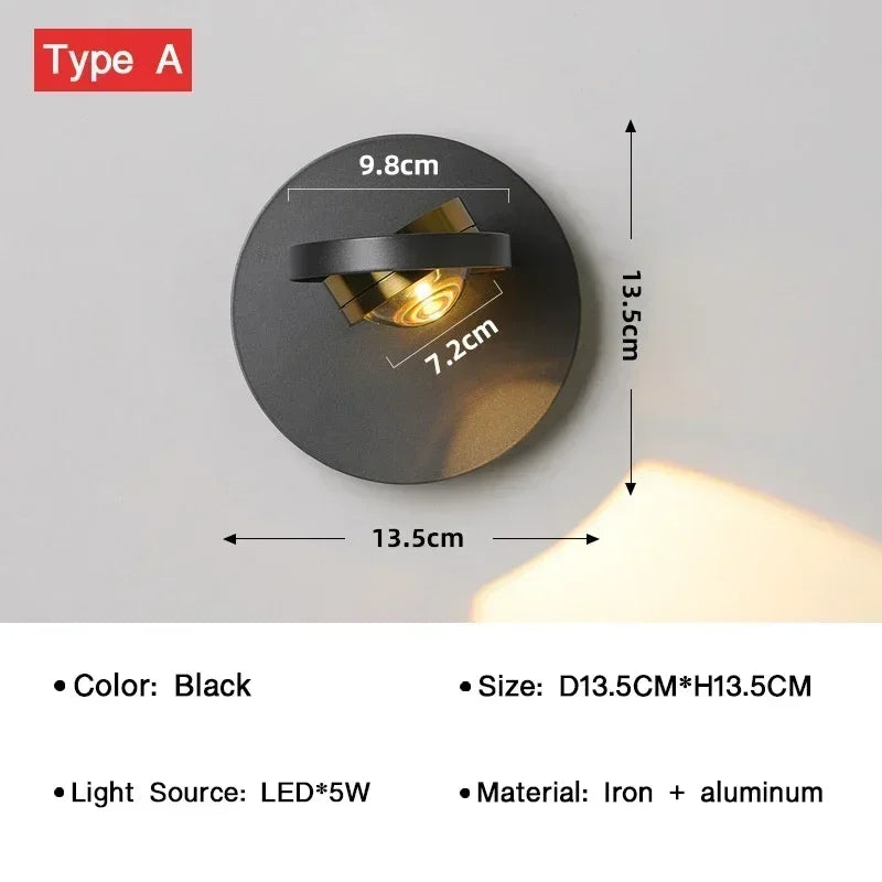 Afralia™ LED Rotatable Wall Lamp for Bedroom Living Room - Modern Indoor Wall Sconces