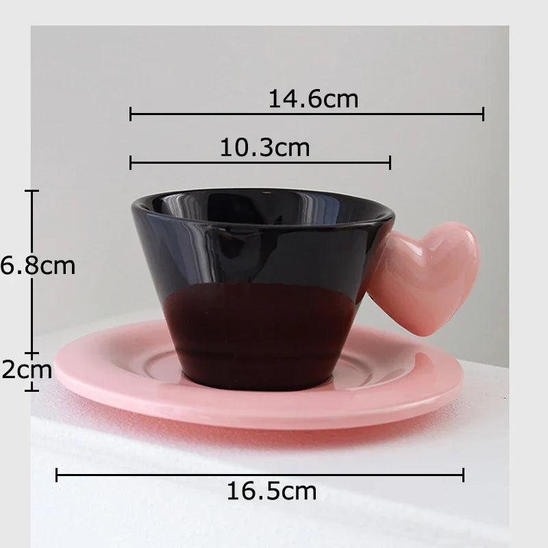 Afralia™ Heart Shape Porcelain Lovers Mug Set Dining Coffee Cup Tea Saucer Juice Cup