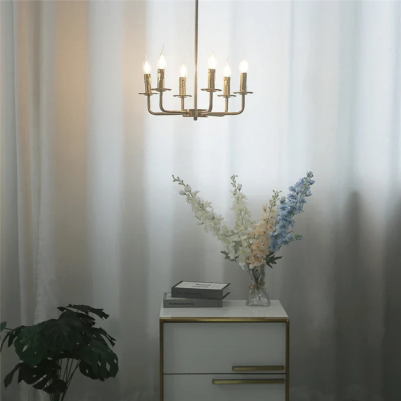 Afralia™ Iron Art Chandelier Lights for Dining Living Room Kitchen - E14 Candle Fixtures