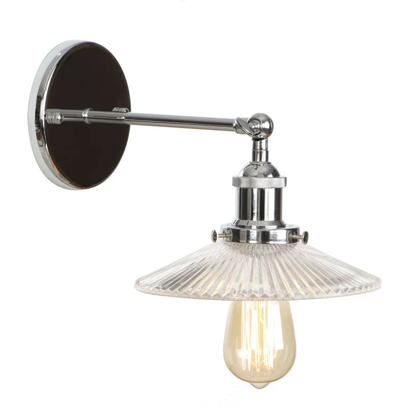 Afralia™ Vintage Chrome LED Wall Light with Clear Glass Sconce for Indoor Bedroom