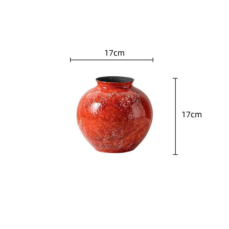 Afralia™ Red Porcelain Vase: The Kiln Turns Red Glaze Flower Vase & Terrarium