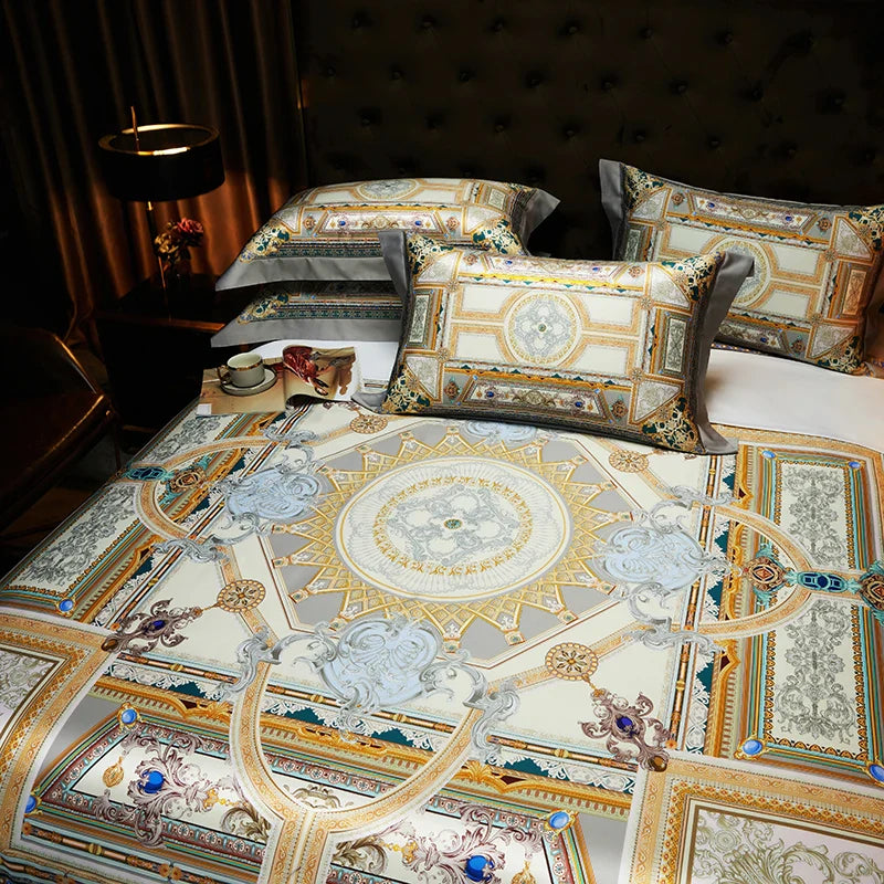 Afralia™ Luxury Vintage Bedding Set, 1000TC Egyptian Cotton, Silky Satin, Bohemia Duvet Cover