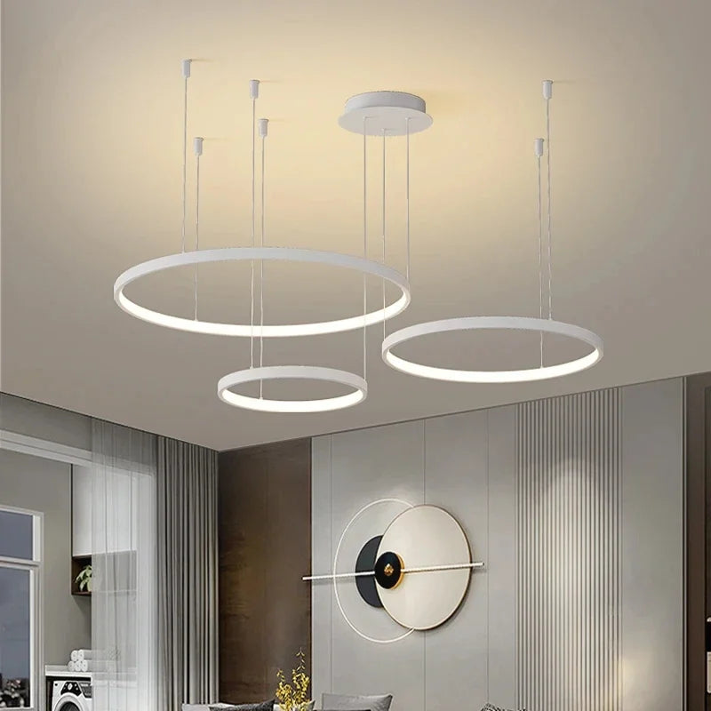 Afralia™ Acrylic LED Ring Pendant Light Modern Minimalist Art Decor Chandelier