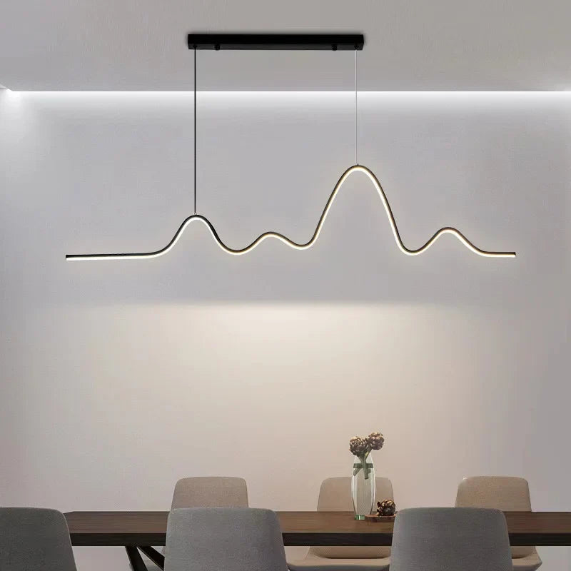 Afralia™ Wave Line Chandelier - Modern Minimalist Dark Lighting for Home, Kitchen, Office