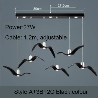 Afralia™ Seagull Resin LED Chandelier for Living Dining Room - Suspension Ceiling Light