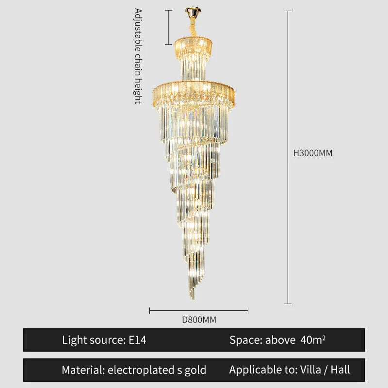 Afralia™ Crystal Chandelier: Elegant Villa Living Room Lighting