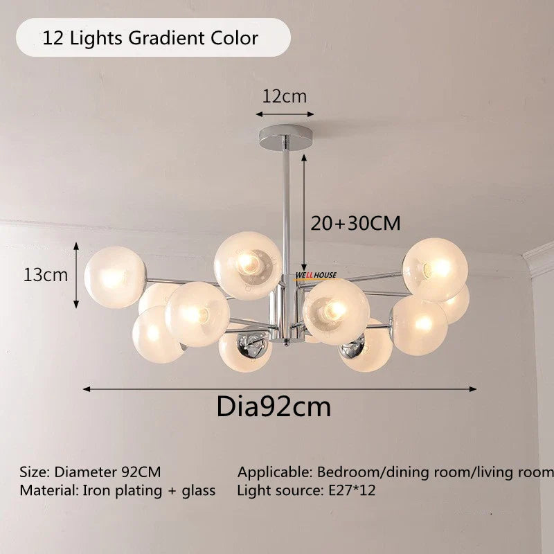 Afralia™ Silver LED Glass Chandelier for Bedroom Living Room Kitchen - Modern Nordic Pendant Light