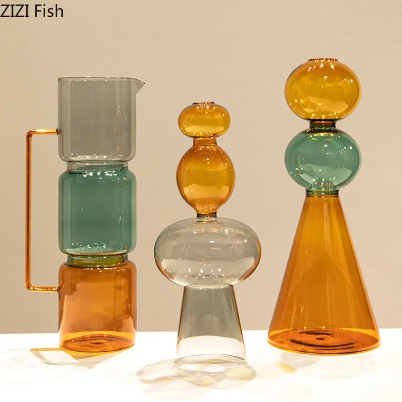 Afralia™ Multicolour Glass Vase: Hydroponics Flower Pot, Desk Decoration, Floral Arrangement