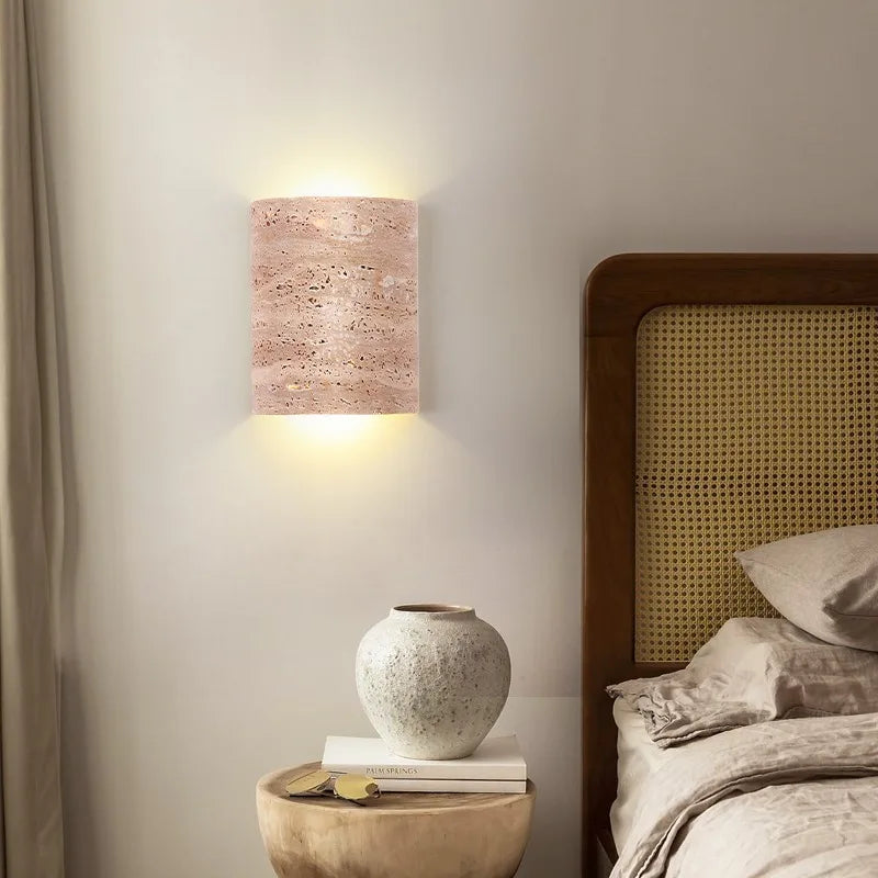 Afralia™ Yellow Travertine LED Wall Light Sconces for Living Room Home Decor