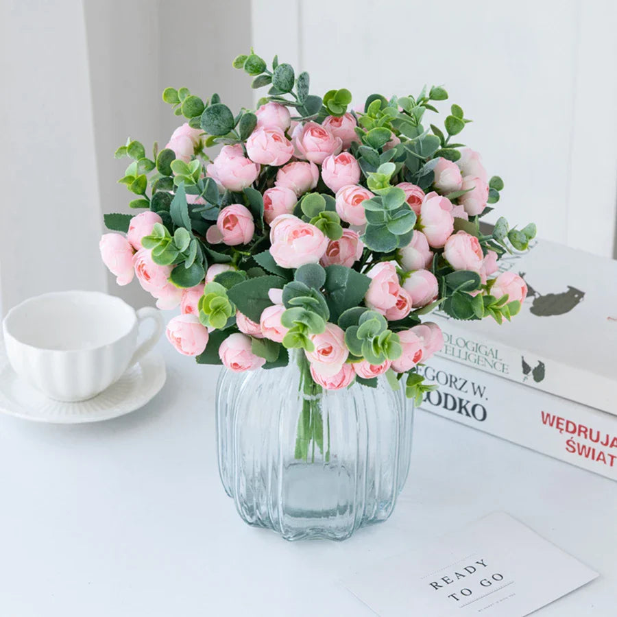 Afralia™ Silk Tea Roses Bouquet for Home Wedding DIY Decor and Scrapbooking