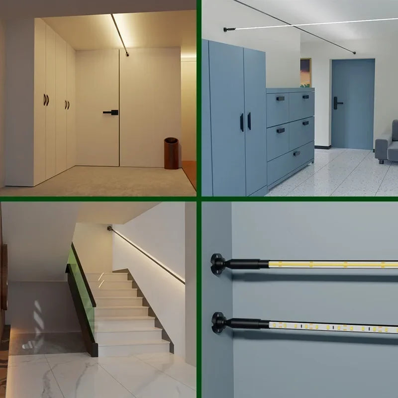 Afralia™ Skyline Linear LED Chandelier: Black White RGB Colorful Strips for Living Bedroom Bar