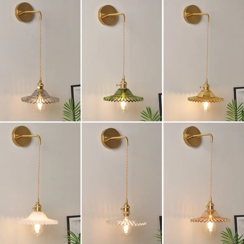 Afralia™ White Glass LED Wall Lamp with Pull Chain Switch - Modern Nordic Design