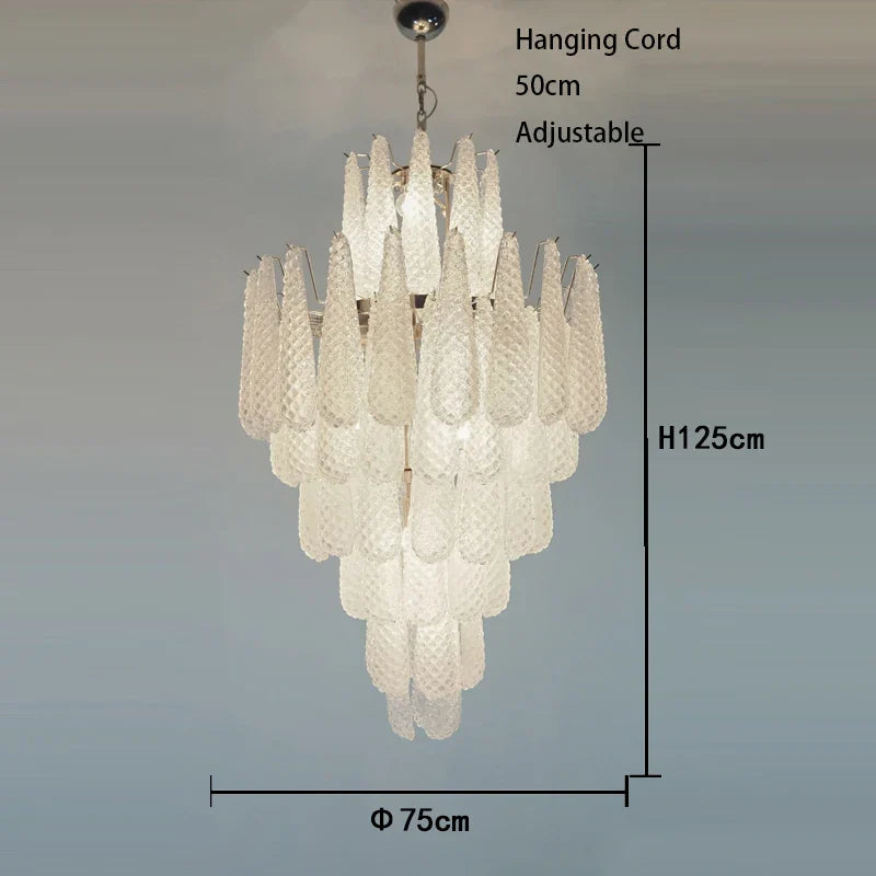 Afralia™ Round White Glass Pendant Light: Modern Waterfall Ceiling Fixture for Living Room
