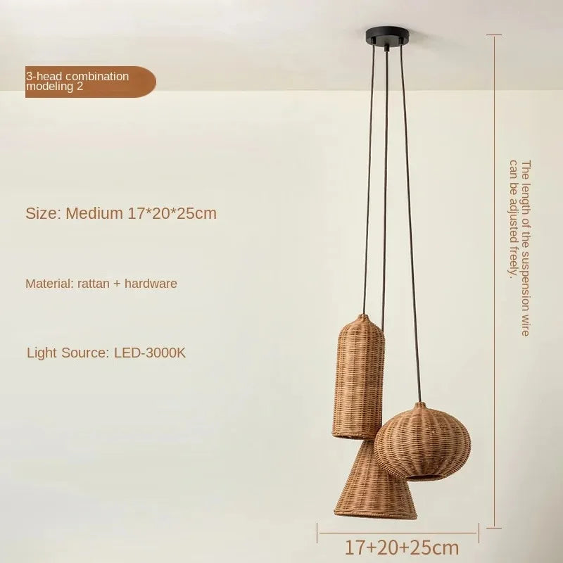 Afralia™ Rattan Woven Pendant Light for Retro Farmhouse Charm in Living Room and Kitchen