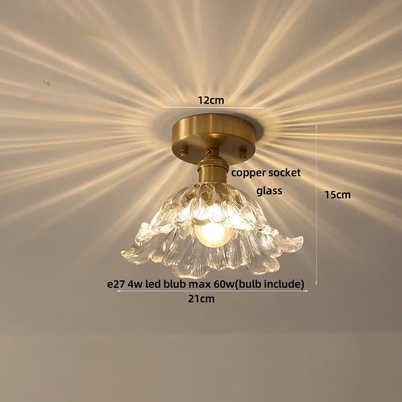 Afralia™ Crystal Glass Luxury LED Ceiling Light for Hallway Bedroom Corridor Interior Decor