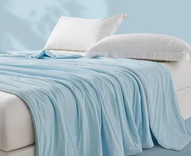 Afralia™ Silky Summer Cooling Blanket - Breathable Solid Color Quilted Comforter for Single Double Bed