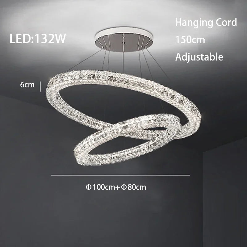 Afralia™ Modern Crystal Chandelier Chrome Golden Round Pendant Lights
