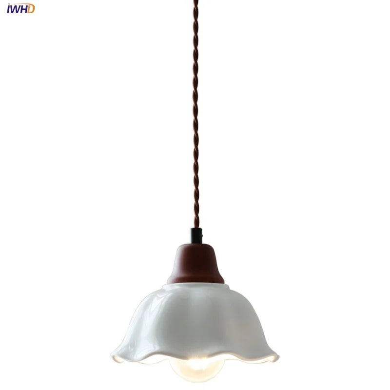 Afralia™ Walnut Wood LED Pendant Lights Nordic Adjustable Kitchen Fixture