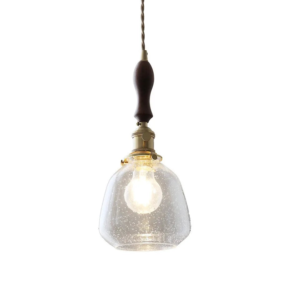 Afralia™ Wood LED Pendant Lamp: American Vintage Nordic Glass Hanging Light