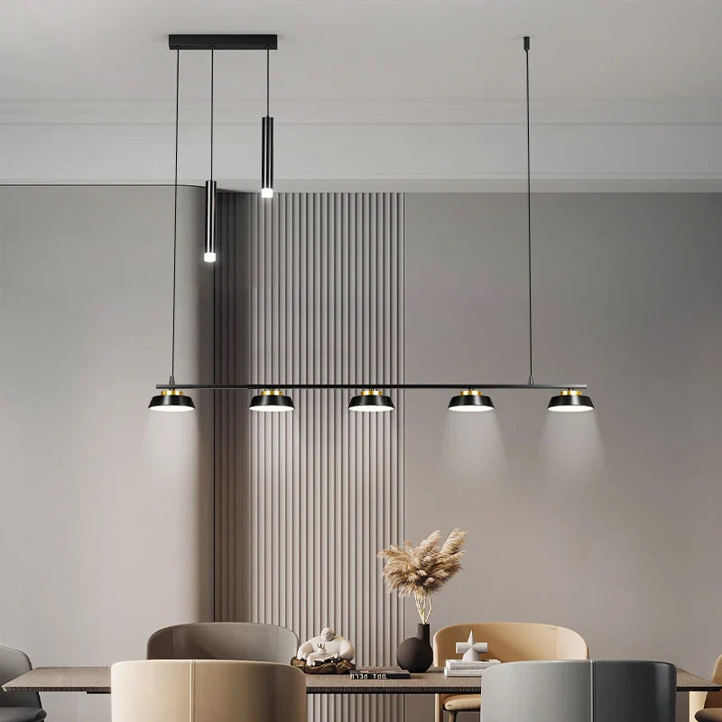 Afralia™ Modern LED Chandelier for Dining Room & Kitchen, Black Ceiling Pendant Lamp