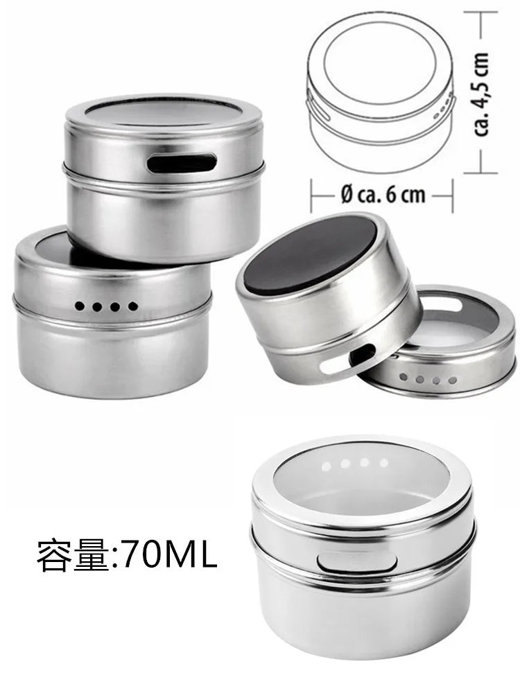 Afralia™ Stainless Steel Spice Jar Set with Magnetic Stickers for Seasoning Organization