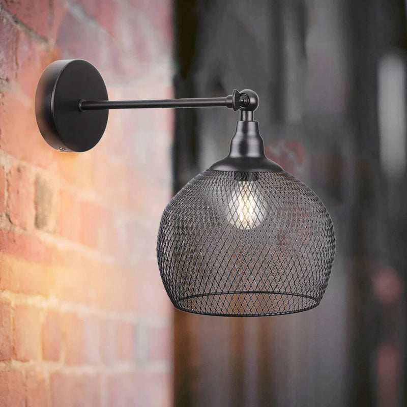 Afralia™ Vintage Black Cage Wall Sconce: Rustic Adjustable Wall Lamp for Bedroom & Living Room