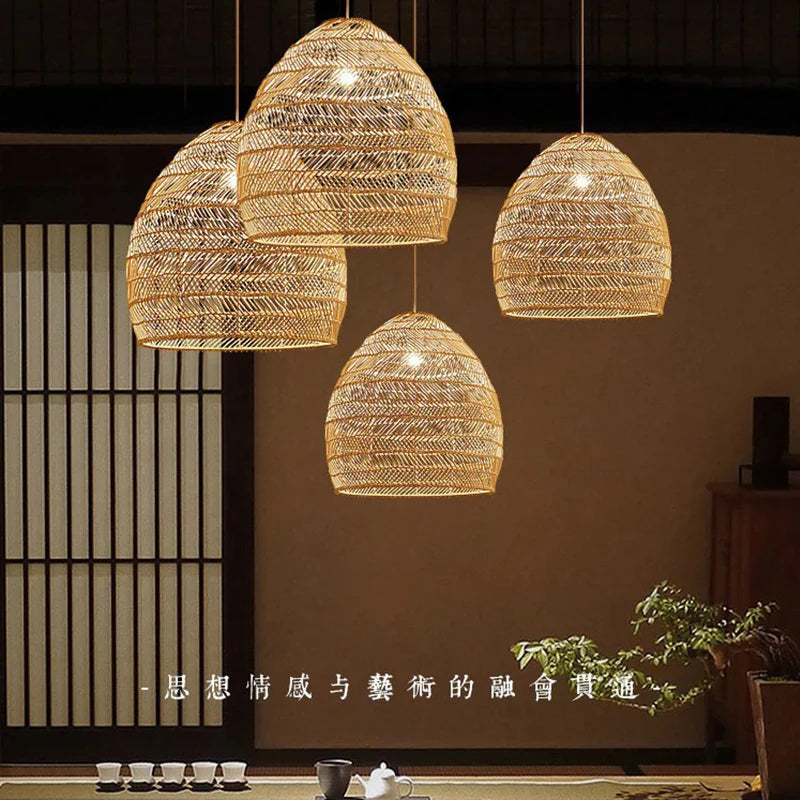 Afralia™ Rattan Wicker Pendant Chandeliers for Living Dining Restaurant Room