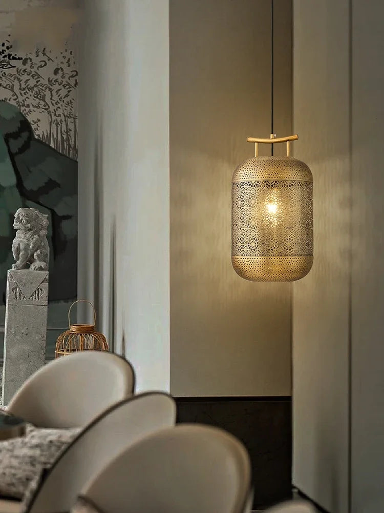 Afralia™ Chinese Zen Art Birdcage Pendant Light for Restaurant Tea Room