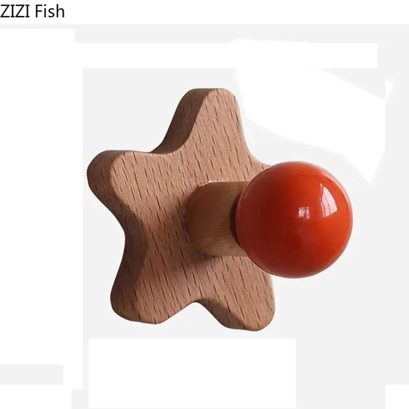 Afralia™ Star Wood Hook Wall Storage Holder Shelves