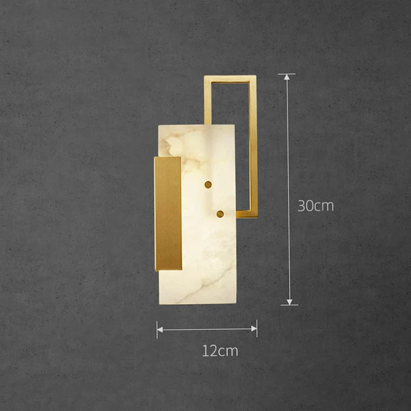 Afralia™ Marble Wall Light Bedside LED Golden Copper SconceLux Luxurious Home Decor
