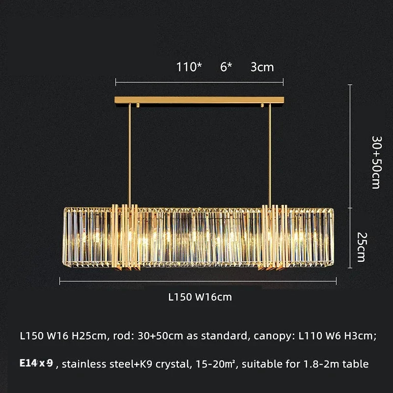 Afralia™ Luxe E14 LED Crystal Pendant Chandelier: Elegant Dining Room Lighting