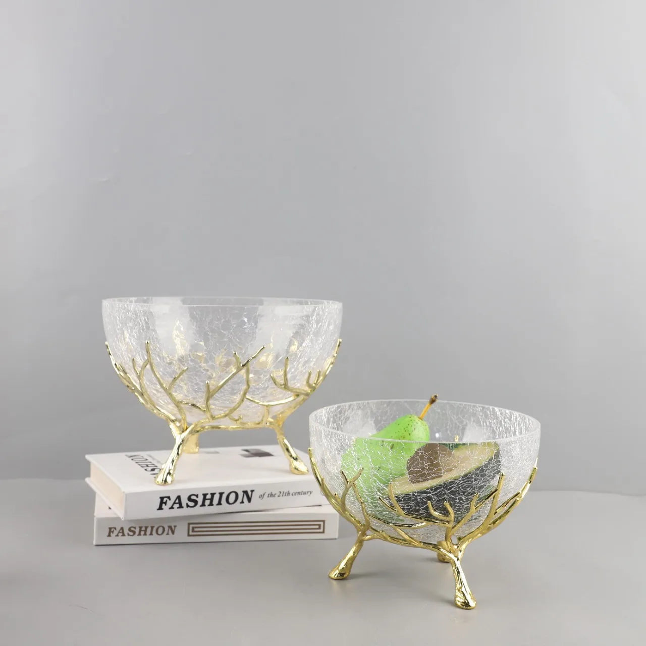 Afralia™ Golden Branch Glass Fruit Plate: Stylish Home Storage Container & Decor Accessory