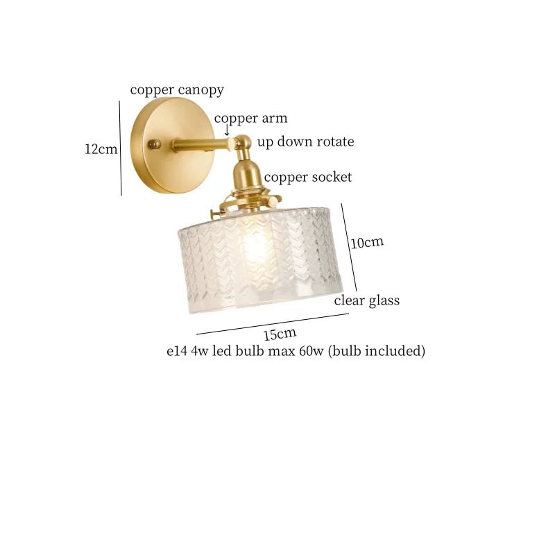Afralia™ Bell Glass LED Wall Lamp for Living Room, Bathroom, Stair Light - Japanese Vintage Style