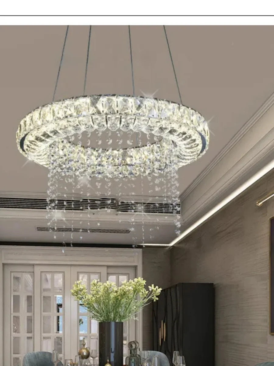Afralia™ Crystal LED Chandeliers: Dimmable Smart Lighting for Dining, Kitchen, Living Room