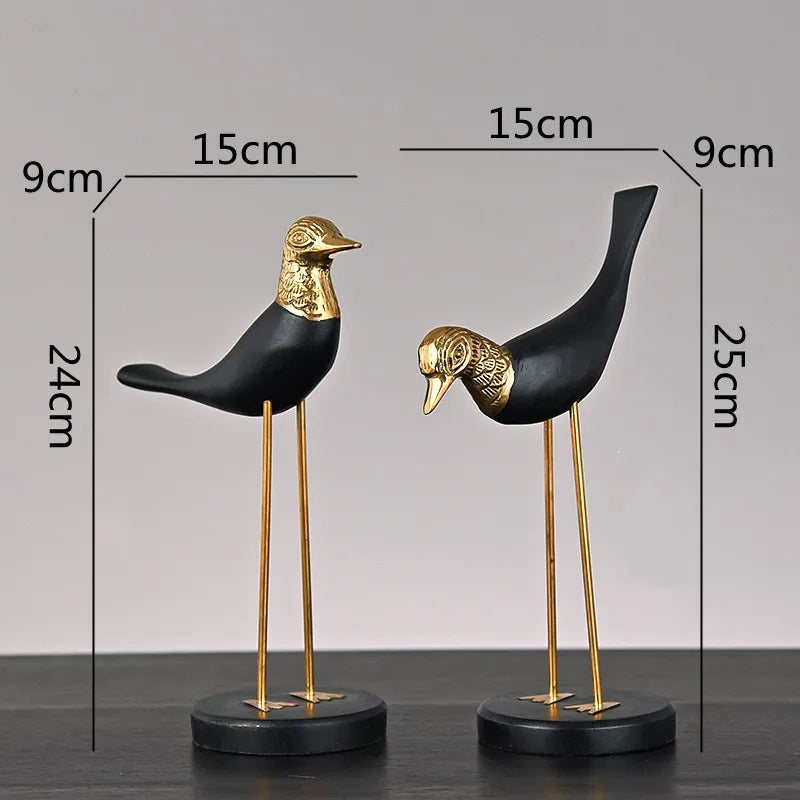 Afralia™ Wooden Crane Bird Sculpture Home Decoration Figurine