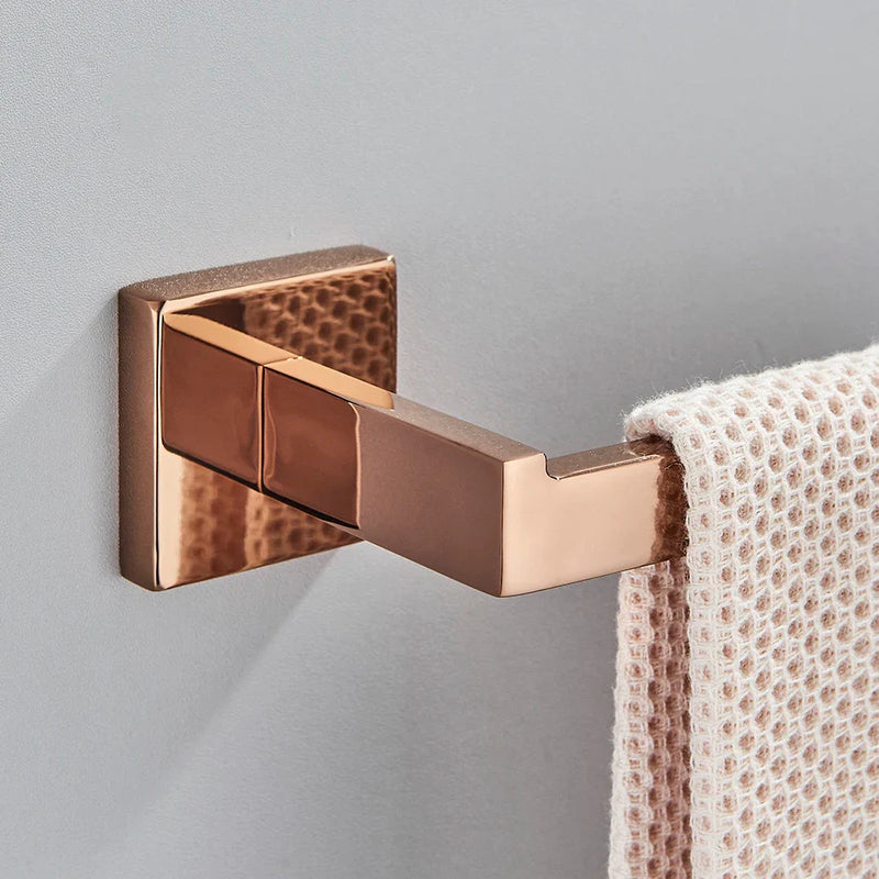 Afralia™ Rose Gold Bathroom Hardware Set: Hook, Rail, Shelf, Holder, Accessories