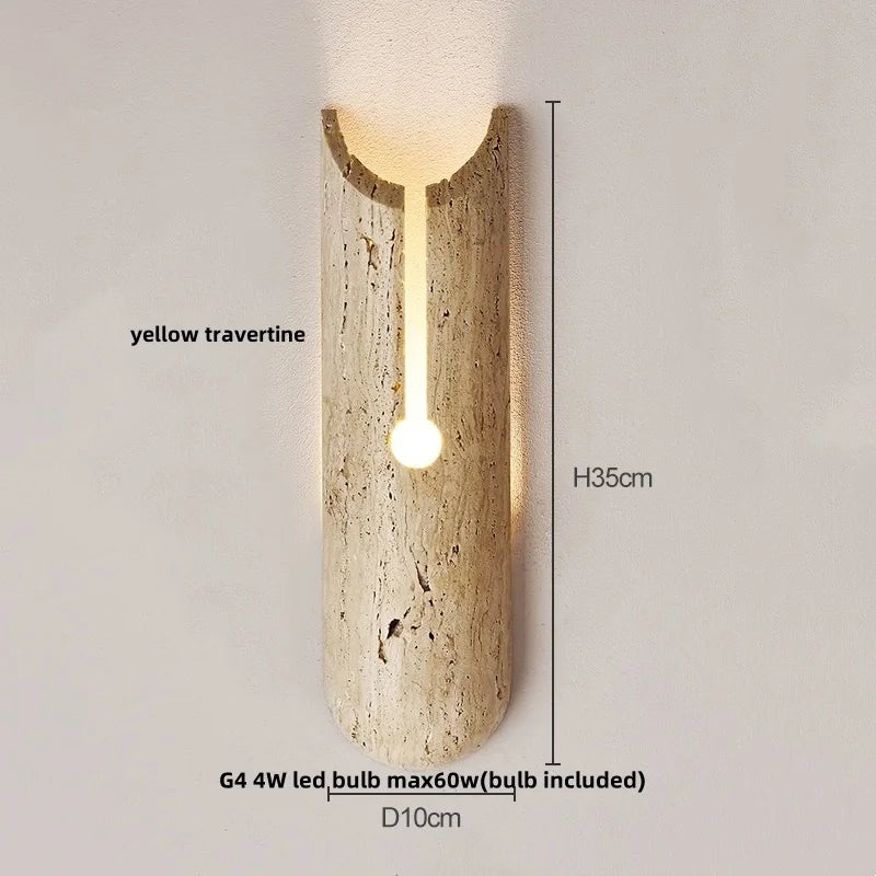 Afralia™ LED Wall Light Fixtures Bedroom Modern Button Switch Yellow Travertine White Iron Bedside Lamp