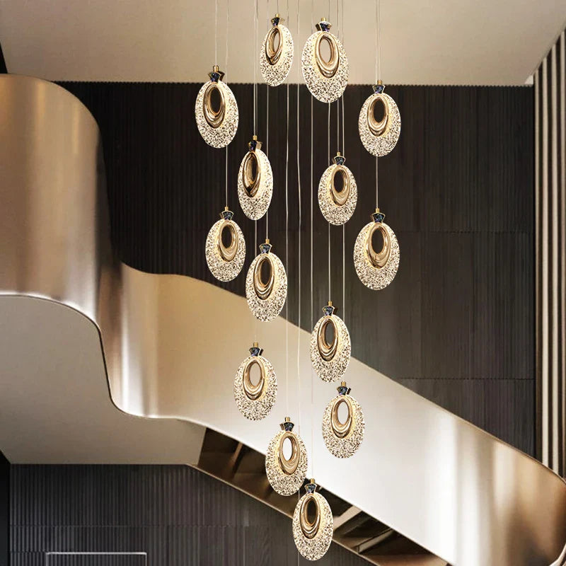 Afralia™ Oval Chandelier: Modern Nordic Villa Stairway Creative Lighting