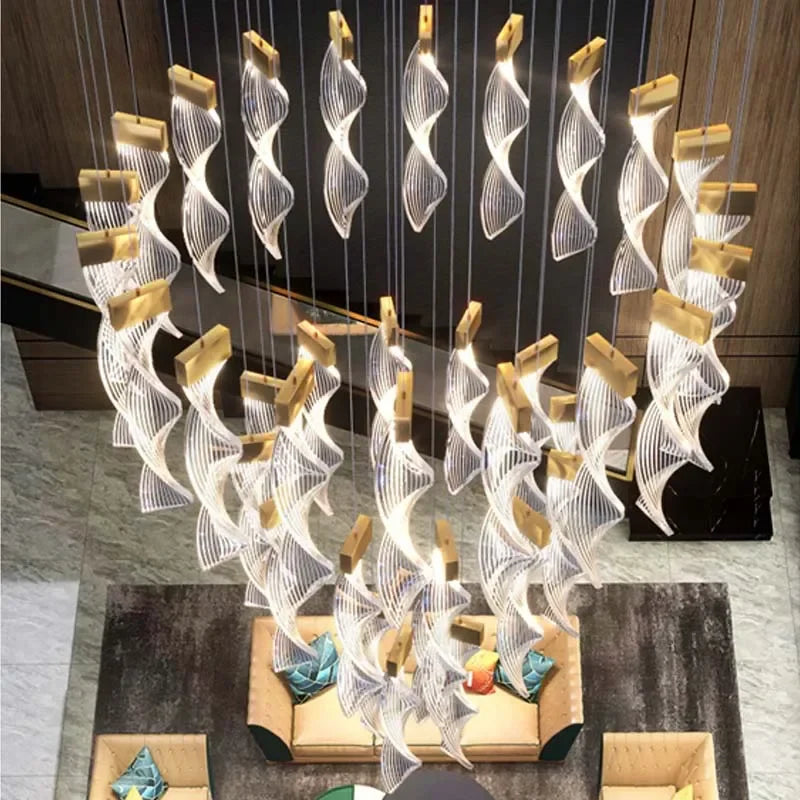 Afralia™ Luxury Acrylic LED Chandelier for Staircase Hallway and Villa