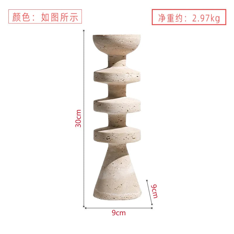 Afralia™ Black Marble Candle Holder, Modern Yellow Stone Candle Holder