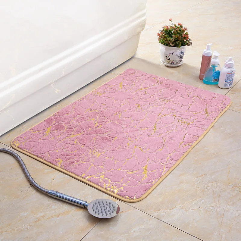 Afralia™ White Marble Bathroom Mat Ultra Soft Non-Slip Quick Dry Machine Washable
